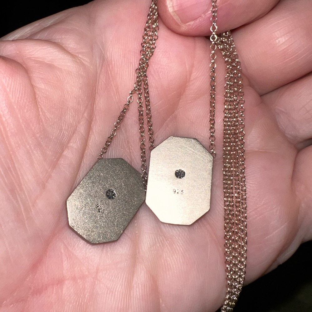 Sterling Silver Double Pendant Necklace- Protect Me- Charms Worn on Front & Back - Picture 8 of 11